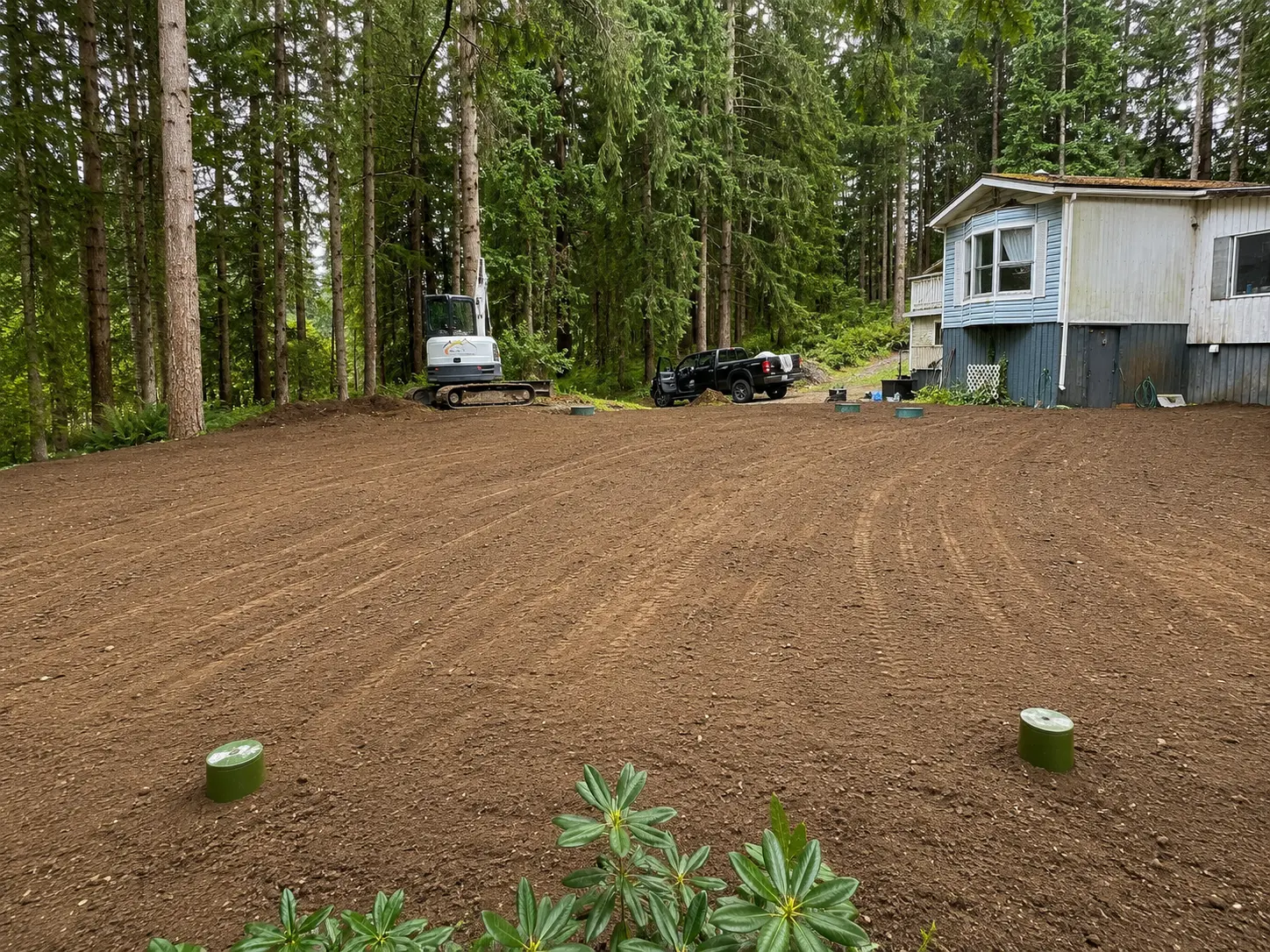 Completed Black Creek septic installation area with access risers at grade