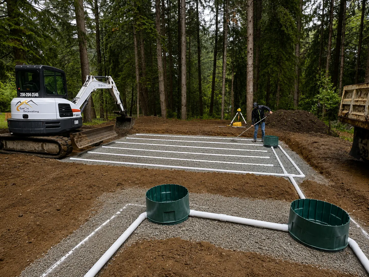 Distribution piping installed in the Black Creek dispersal field